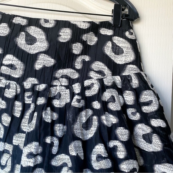 Hunter Bell Skirt London Flounce Flared Jacquard Mini Onyx Cheetah 12 NWT - Picture 5 of 8